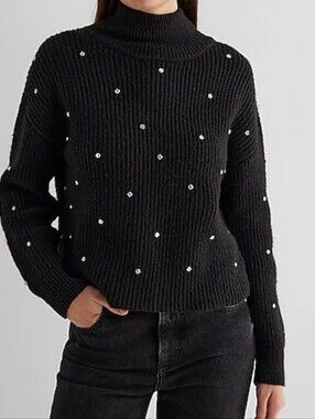 NWT Express Reversible Embellished Mock Neck Crossover Sweater